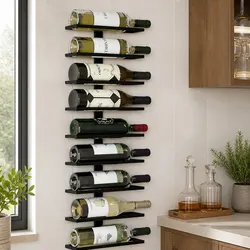 Premium Metal Wine Rack for 10 Bottles - Wall-Mounted