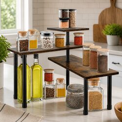 Durable 3-Tier Wooden Corner Shelf for Spice Storage