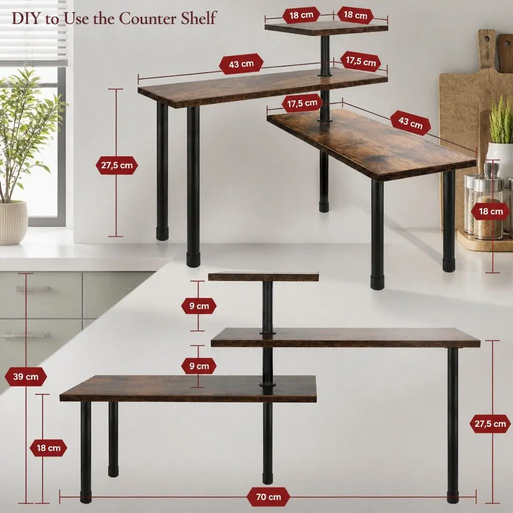 3-Tier Wooden Corner Shelf for Spice Storage
