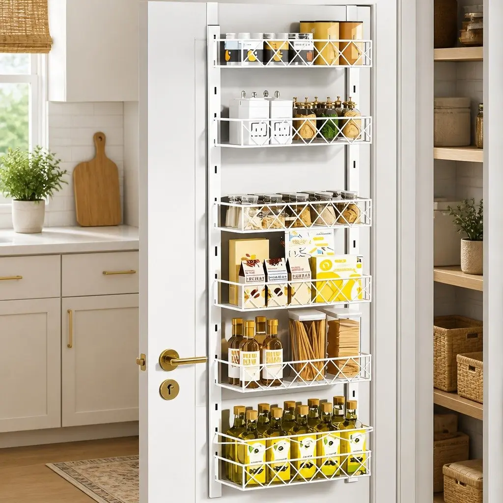 Over Door Pantry Organiser with 6 Adjustable Baskets