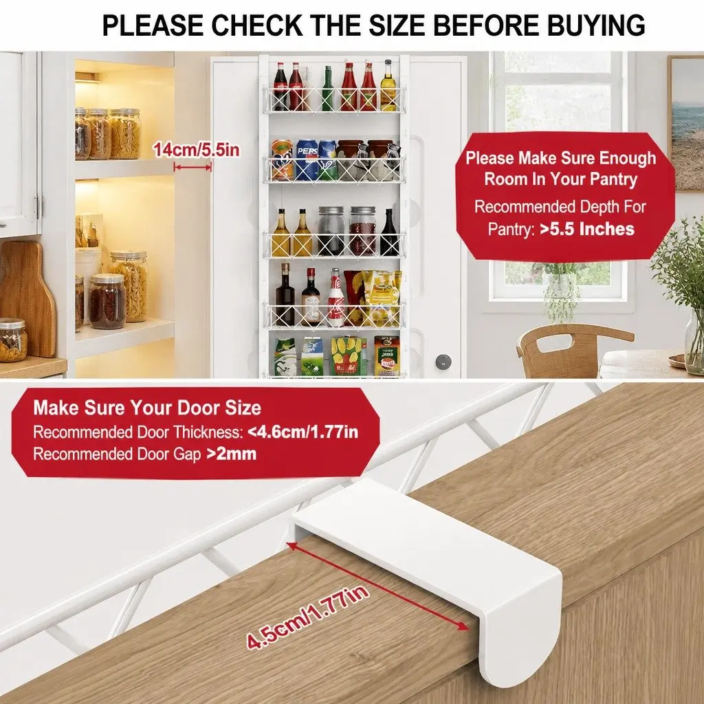 Over Door Pantry Organiser with 6 Adjustable Baskets