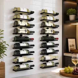 Metal Wall Mount Wine Rack Set – 2 Pcs Holds 10 Bottles