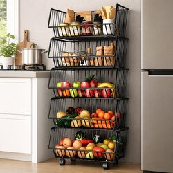 Premium Metal 5-Tier Rolling Cart for Kitchen and More