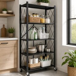 5-Tier Heavy-Duty Storage Shelf with Lockable Wheels