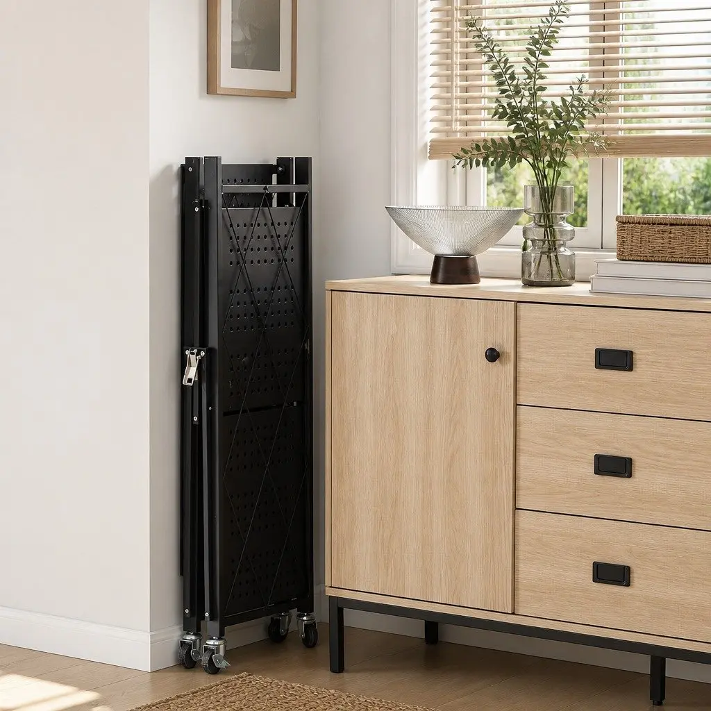 5-Tier Foldable Storage Shelf Metal 31 x 158 x 71 cm Black