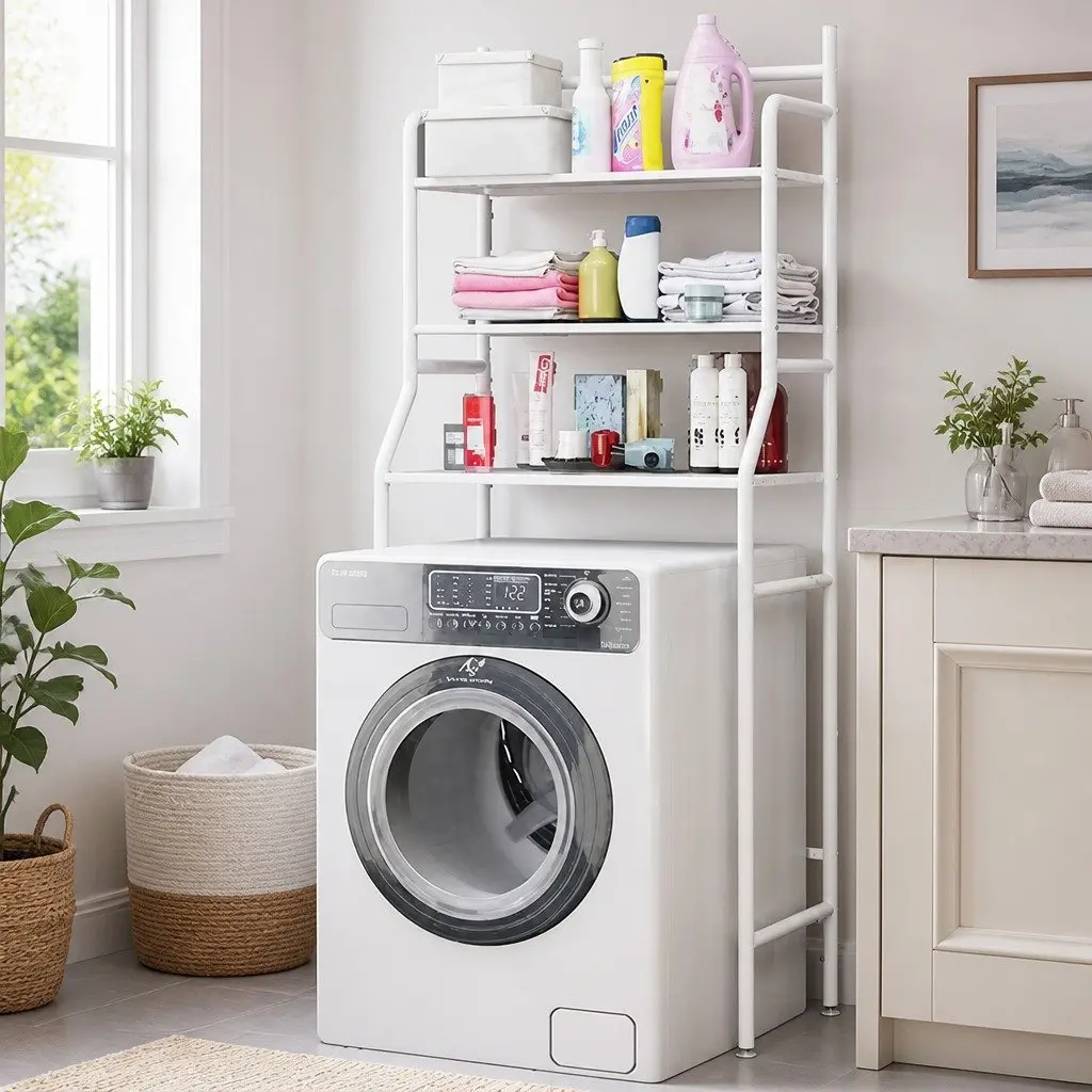 3-Tier Storage Rack Steel 25 x 163 x 68 cm White
