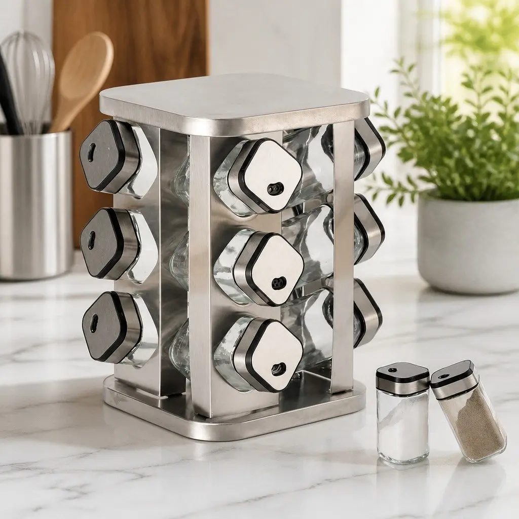 20-Jar Rotating Spice Rack Organizer