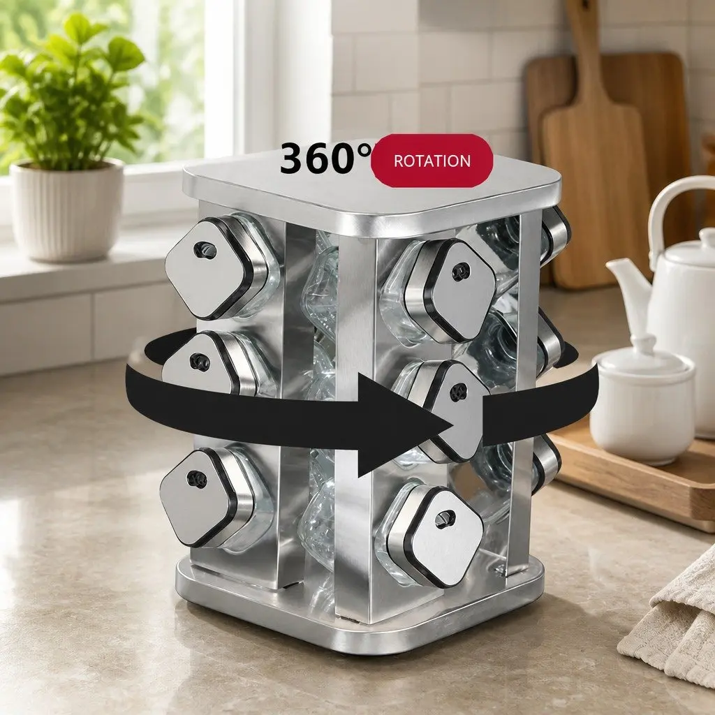 20-Jar Rotating Spice Rack Organizer