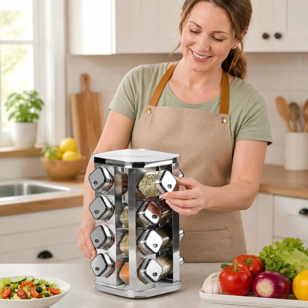 20-Jar Rotating Spice Rack Organizer