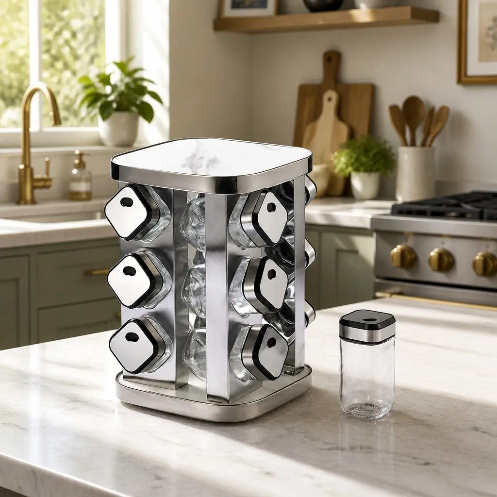 20-Jar Rotating Spice Rack Organizer