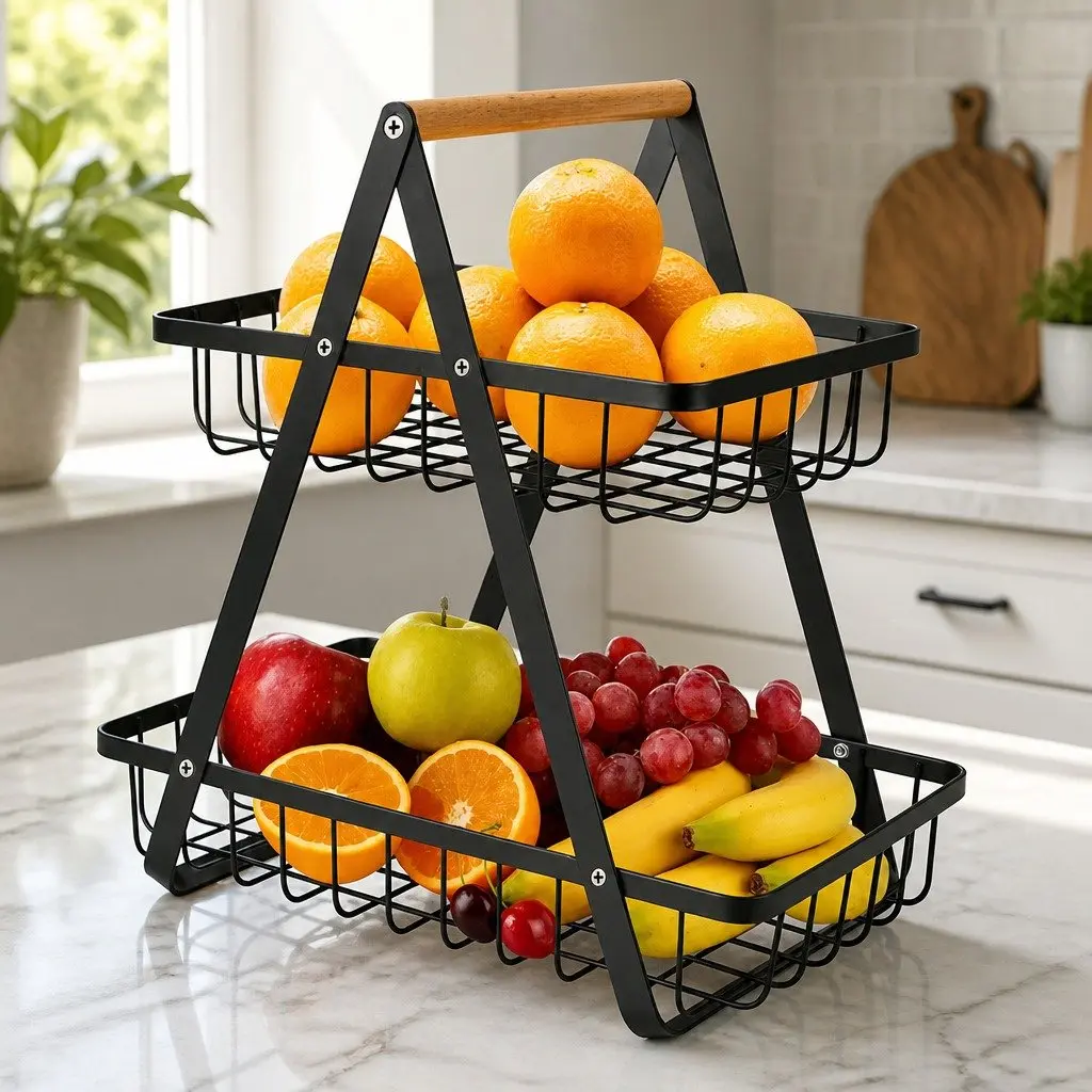 2-Tier Fruit Basket Stand for Kitchen Organizing