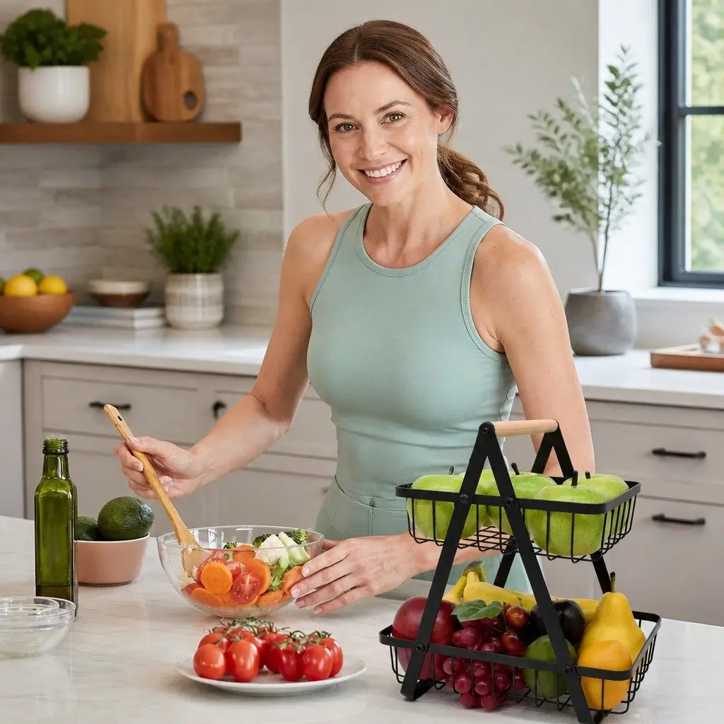2-Tier Fruit Basket Stand for Kitchen Organizing