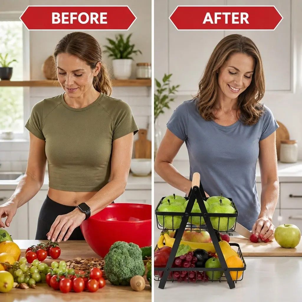 2-Tier Fruit Basket Stand for Kitchen Organizing