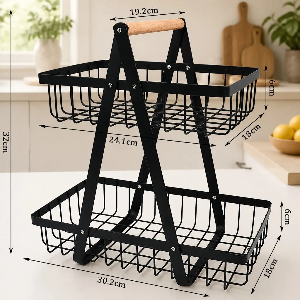 2-Tier Fruit Basket Stand for Kitchen Organizing