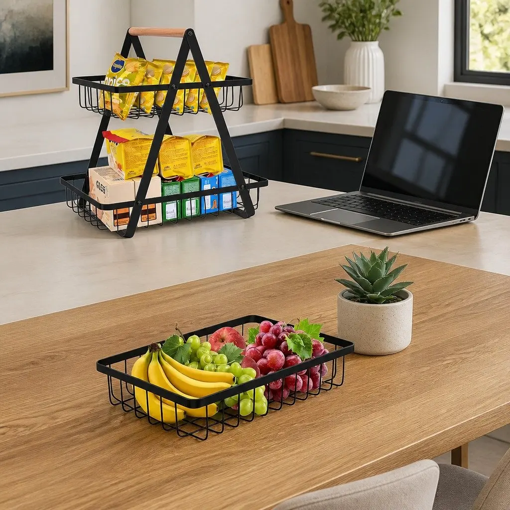 2-Tier Fruit Basket Stand for Kitchen Organizing