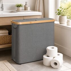 Sturdy Toilet Paper Storage Basket with Bamboo Lid