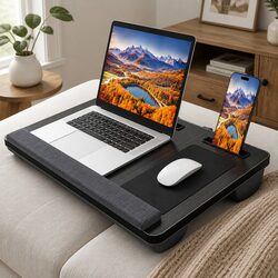 Portable Lap Desk Oversized with Cushion Mouse Pad Tablet Phone Holder Fits 17