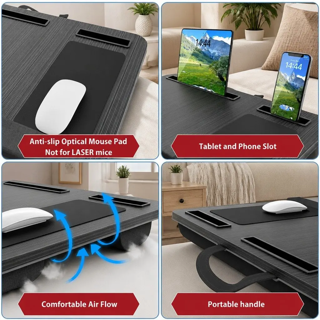 Oversized Portable Lap Desk with Cushion Mouse Pad