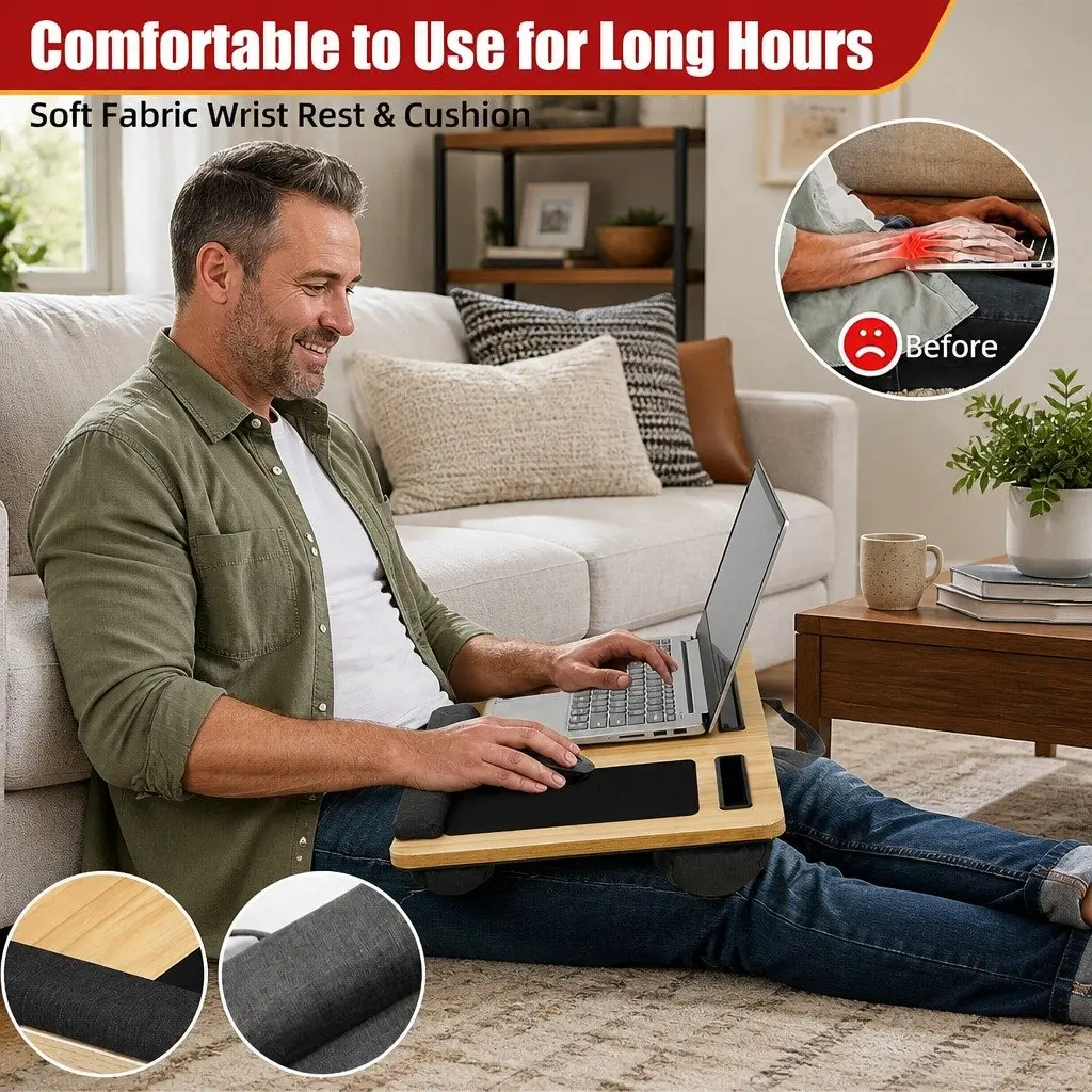 Oversized Portable Lap Desk with Cushion Mouse Pad