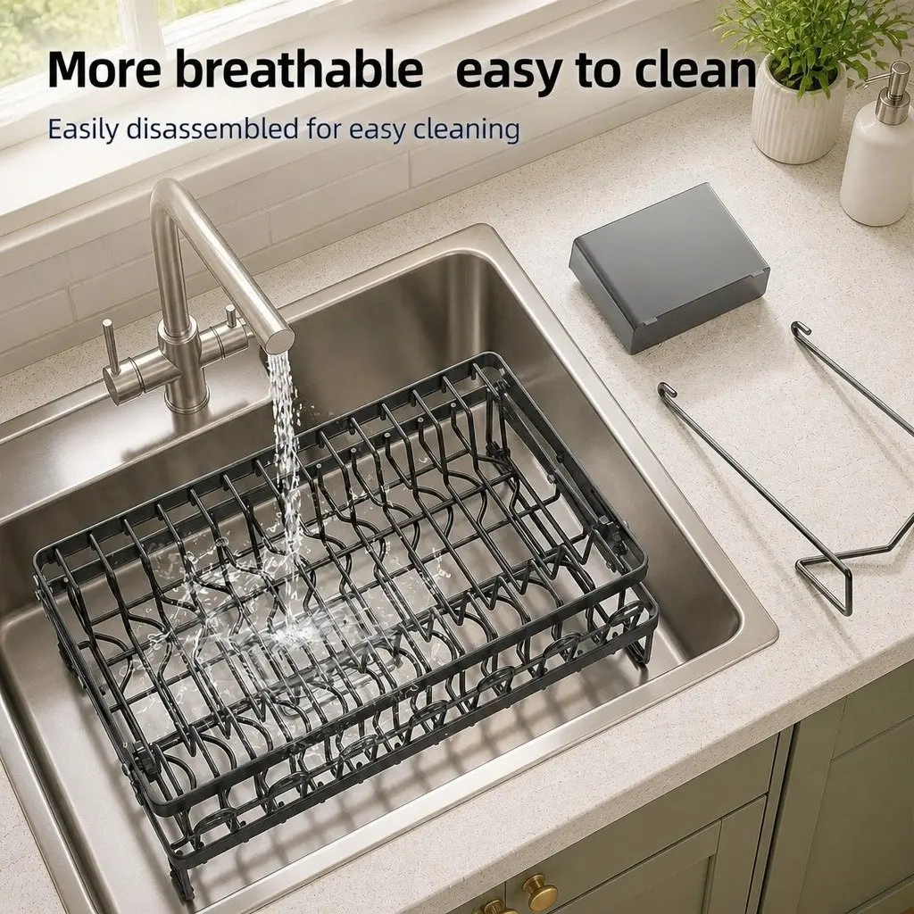 2-Tier Dish Drying Rack with Drainage Tray