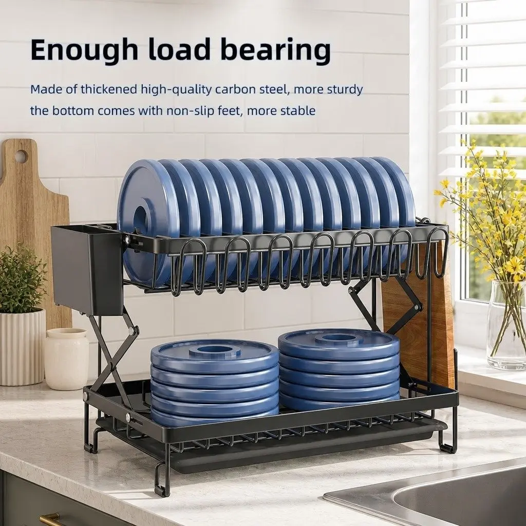 2-Tier Dish Drying Rack with Drainage Tray