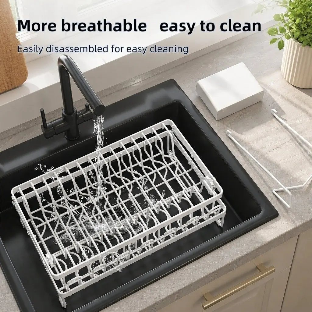 2-Tier Dish Drying Rack with Drainage Tray
