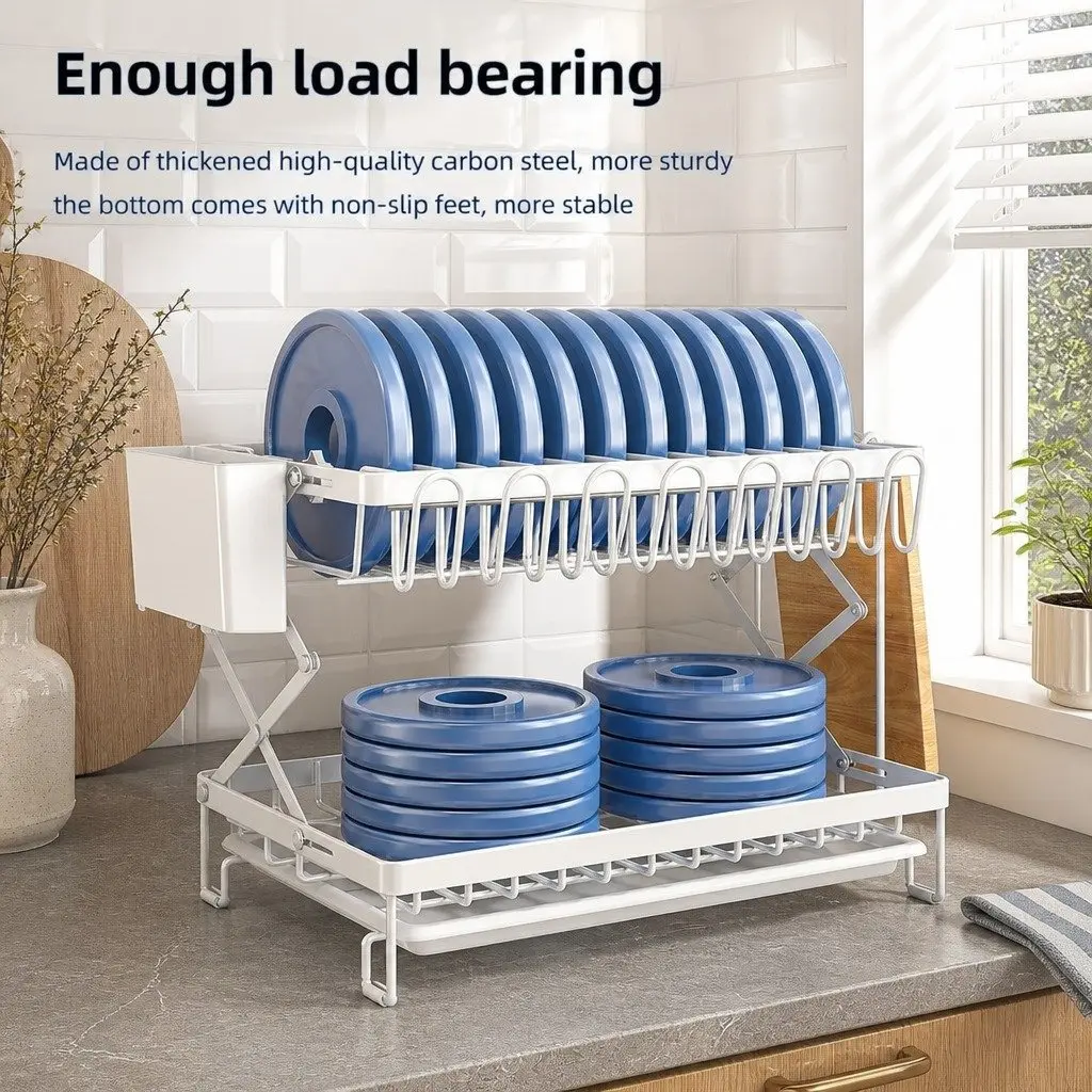 2-Tier Dish Drying Rack with Drainage Tray