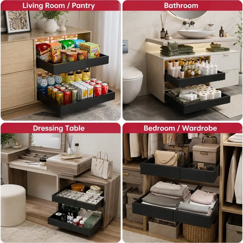 Expandable Pull Out Cabinet Organizer with Adjustable Shelves