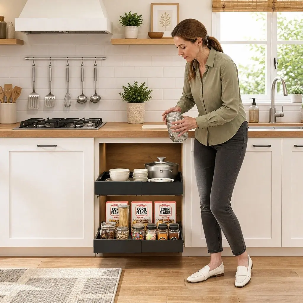 Expandable Pull Out Cabinet Organizer with Adjustable Shelves