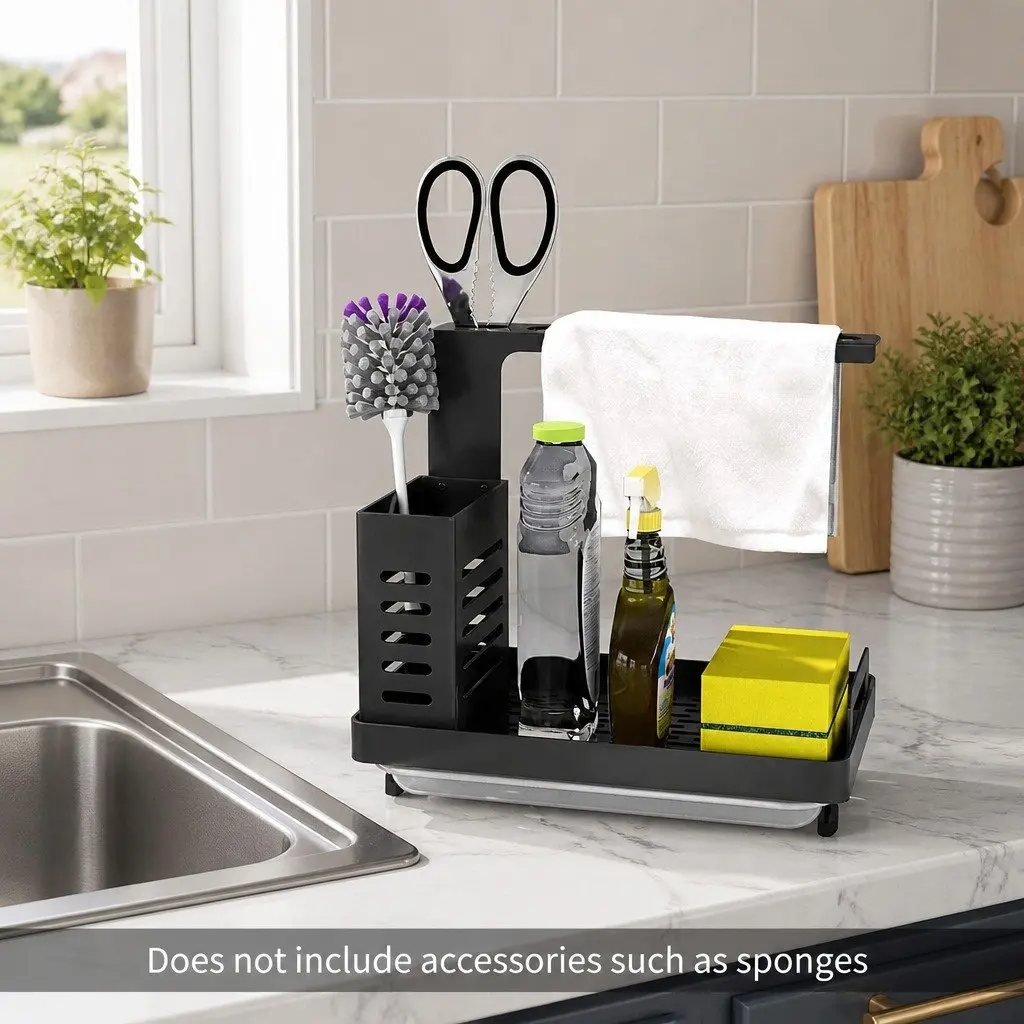 Kitchen Sink Caddy Organizer with Drain Tray