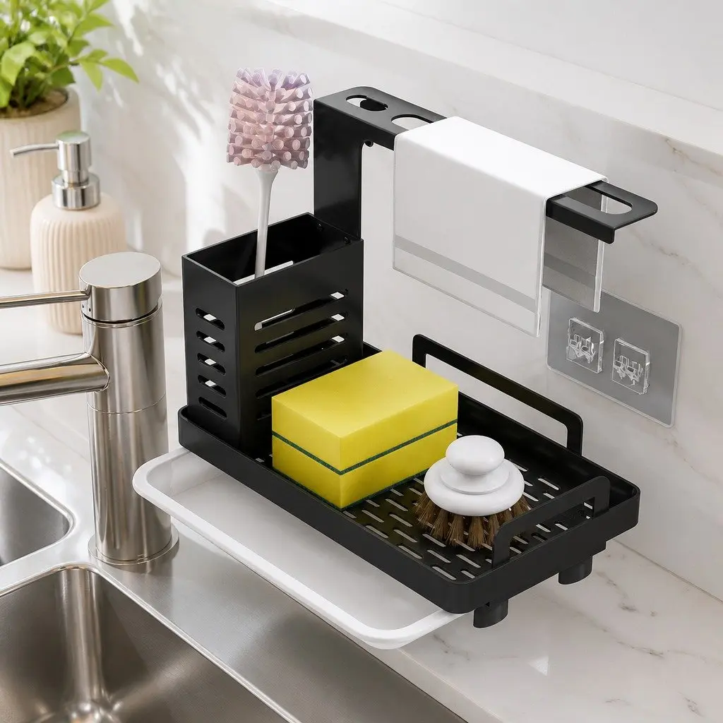 Kitchen Sink Caddy Organizer with Drain Tray