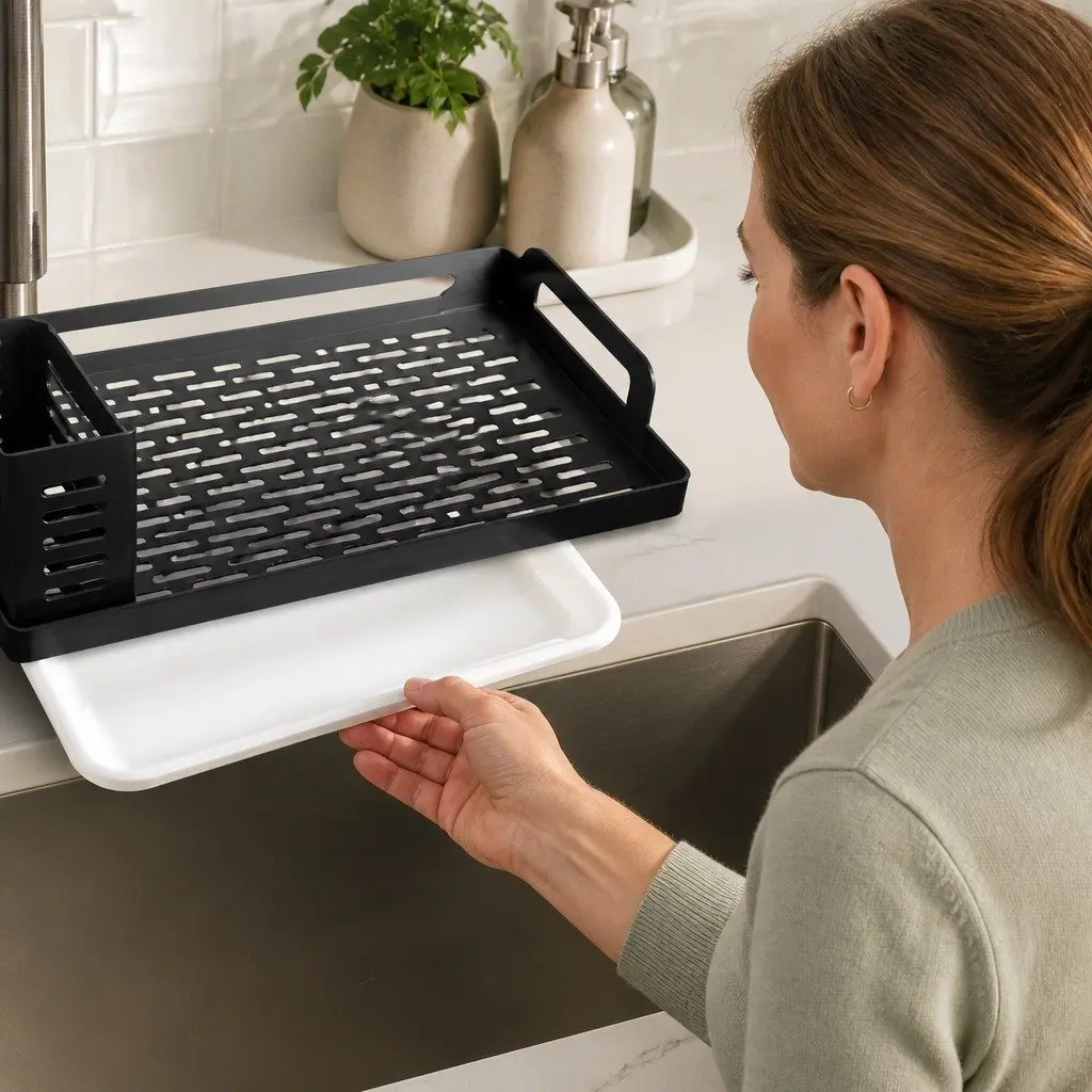 Kitchen Sink Caddy Organizer with Drain Tray