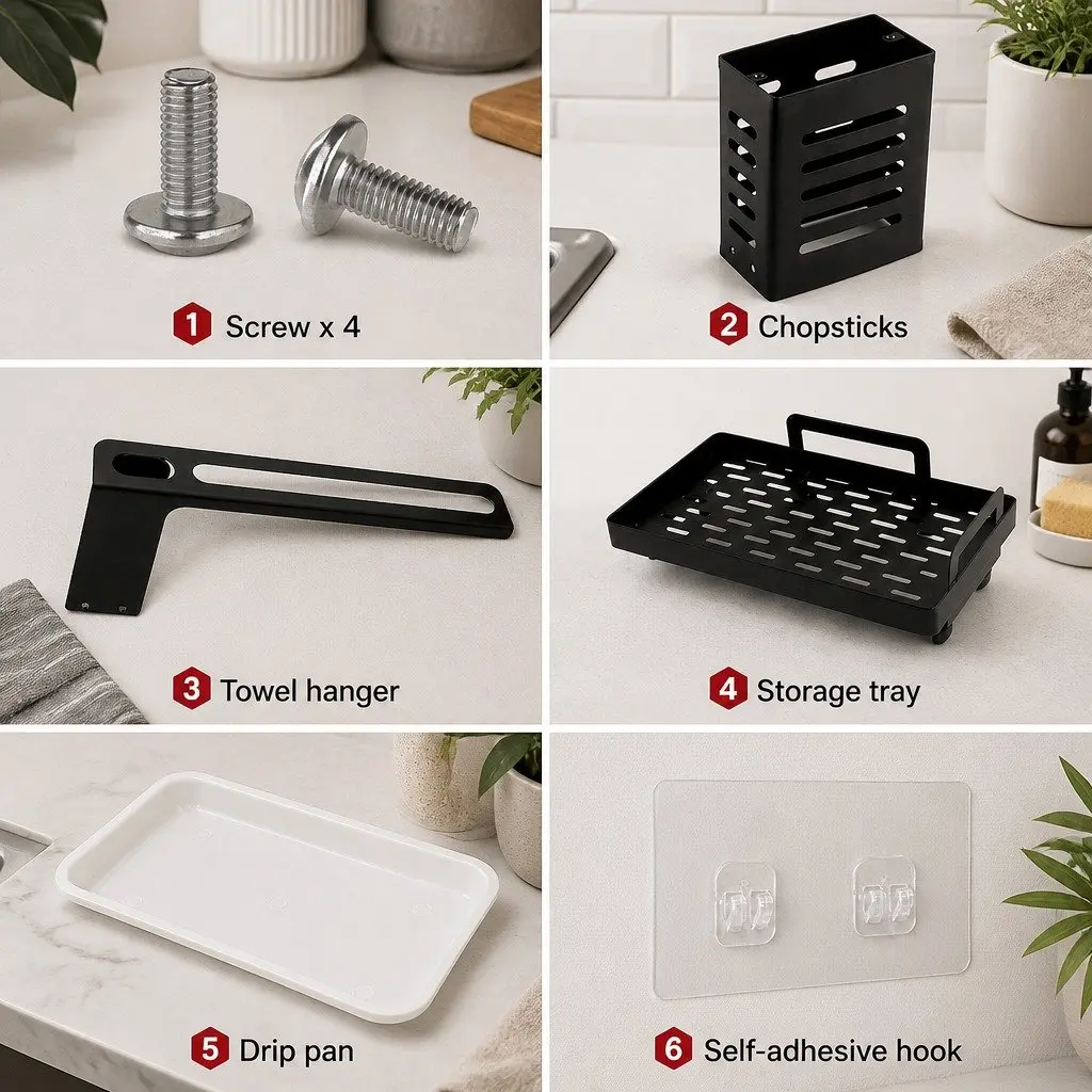 Kitchen Sink Caddy Organizer with Drain Tray