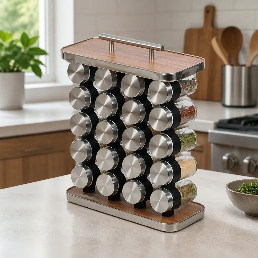 20-Jar Spice Rack Organizer for Kitchen Storage