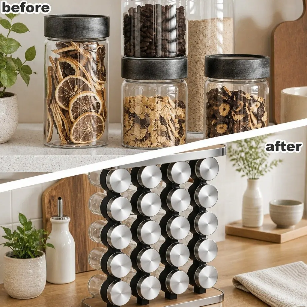 20-Jar Spice Rack Organizer for Kitchen Storage
