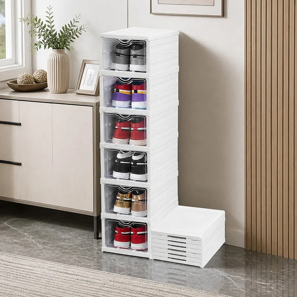 6-Tier Stackable Shoe Storage with Clear Doors