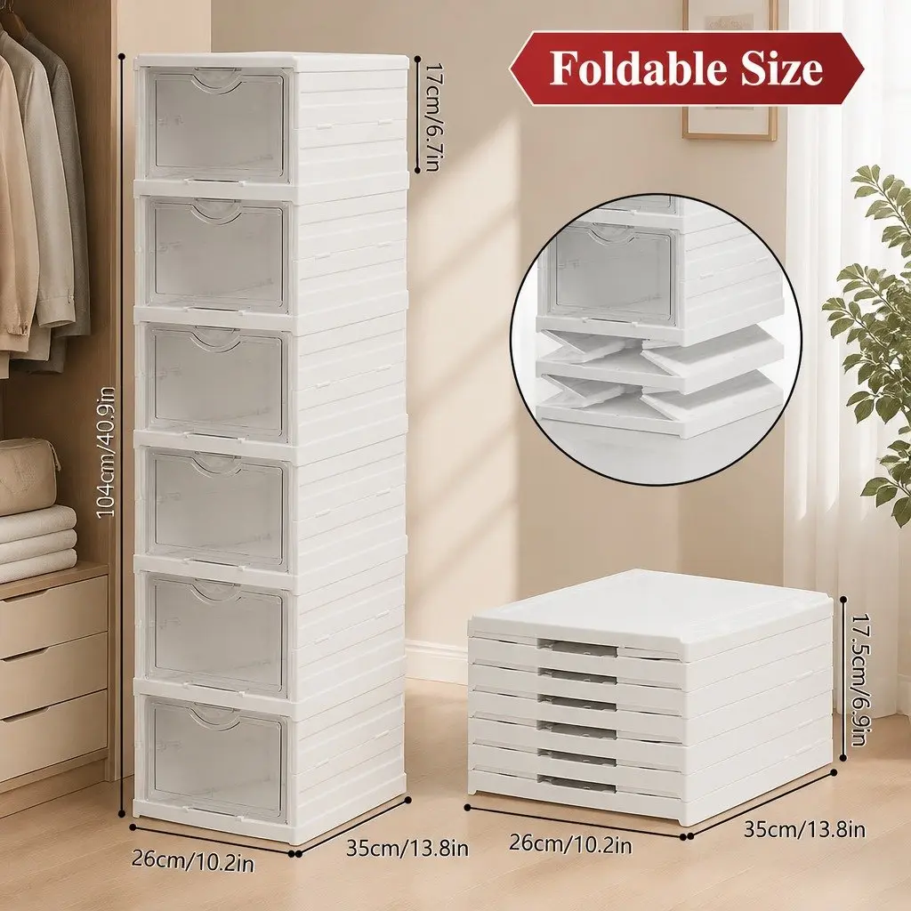 6-Tier Stackable Shoe Storage with Clear Doors