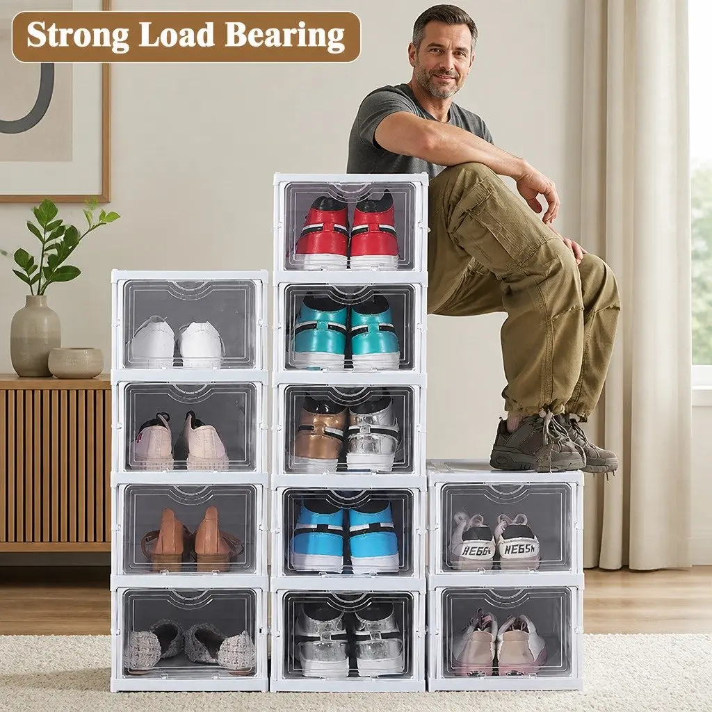 6-Tier Stackable Shoe Storage with Clear Doors