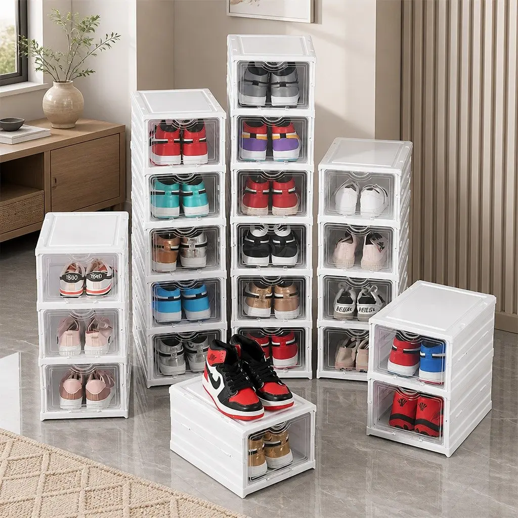 6-Tier Stackable Shoe Storage with Clear Doors
