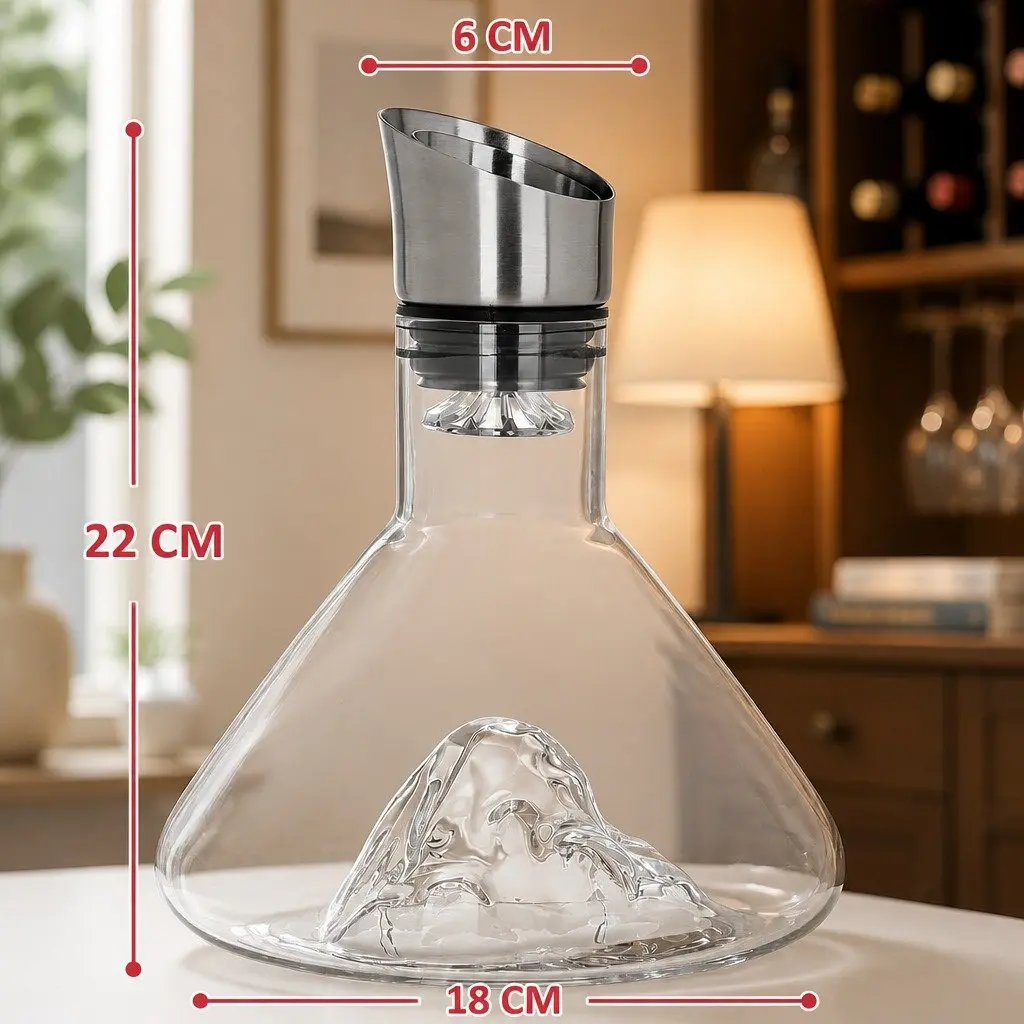 Wine Decanter Aerator Waterfall Pouring Spout Lead-Free Crystal Glass Filter Lid