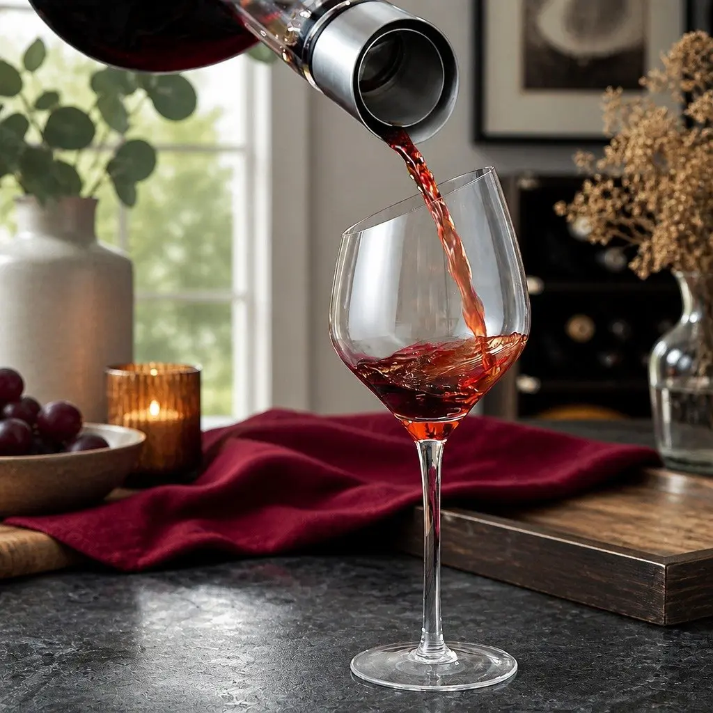 Wine Decanter Aerator Waterfall Pouring Spout Lead-Free Crystal Glass Filter Lid