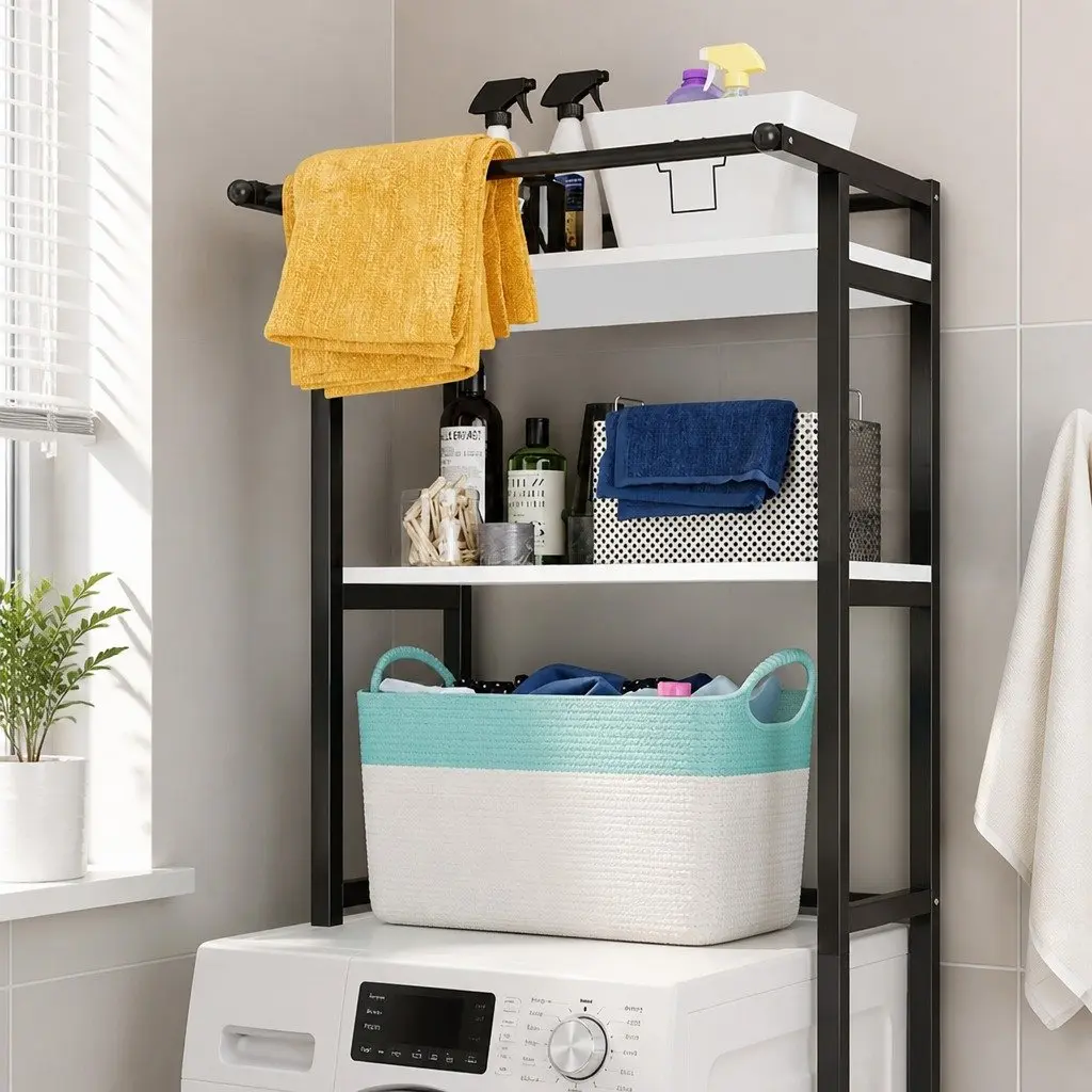 3-Tier Storage Rack for Laundry and Bathroom