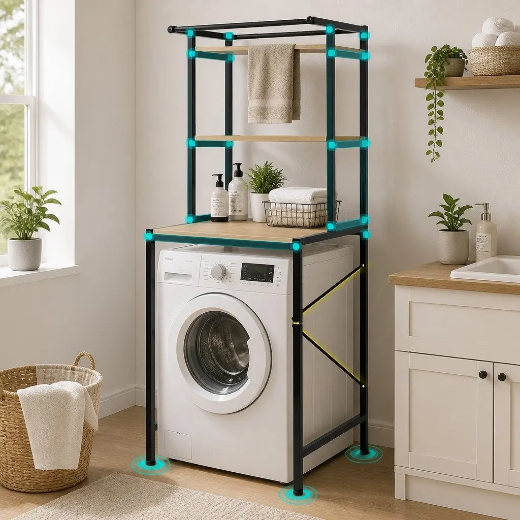 3-Tier Storage Rack for Laundry and Bathroom