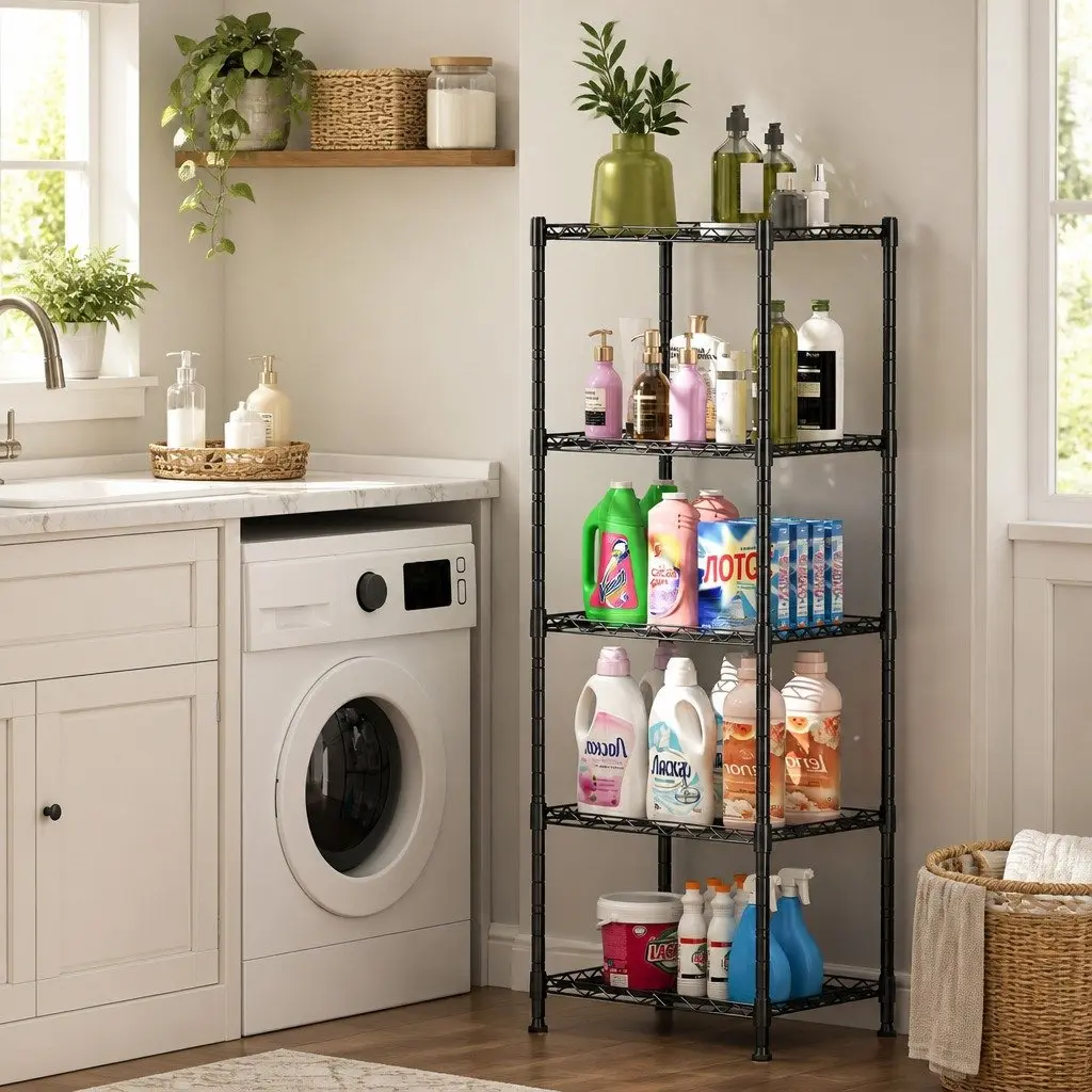 Metal Storage Shelves 4-Tier Adjustable Heavy-Duty Wire Rack Organizer 60cm x 40cm x 140cm Silver