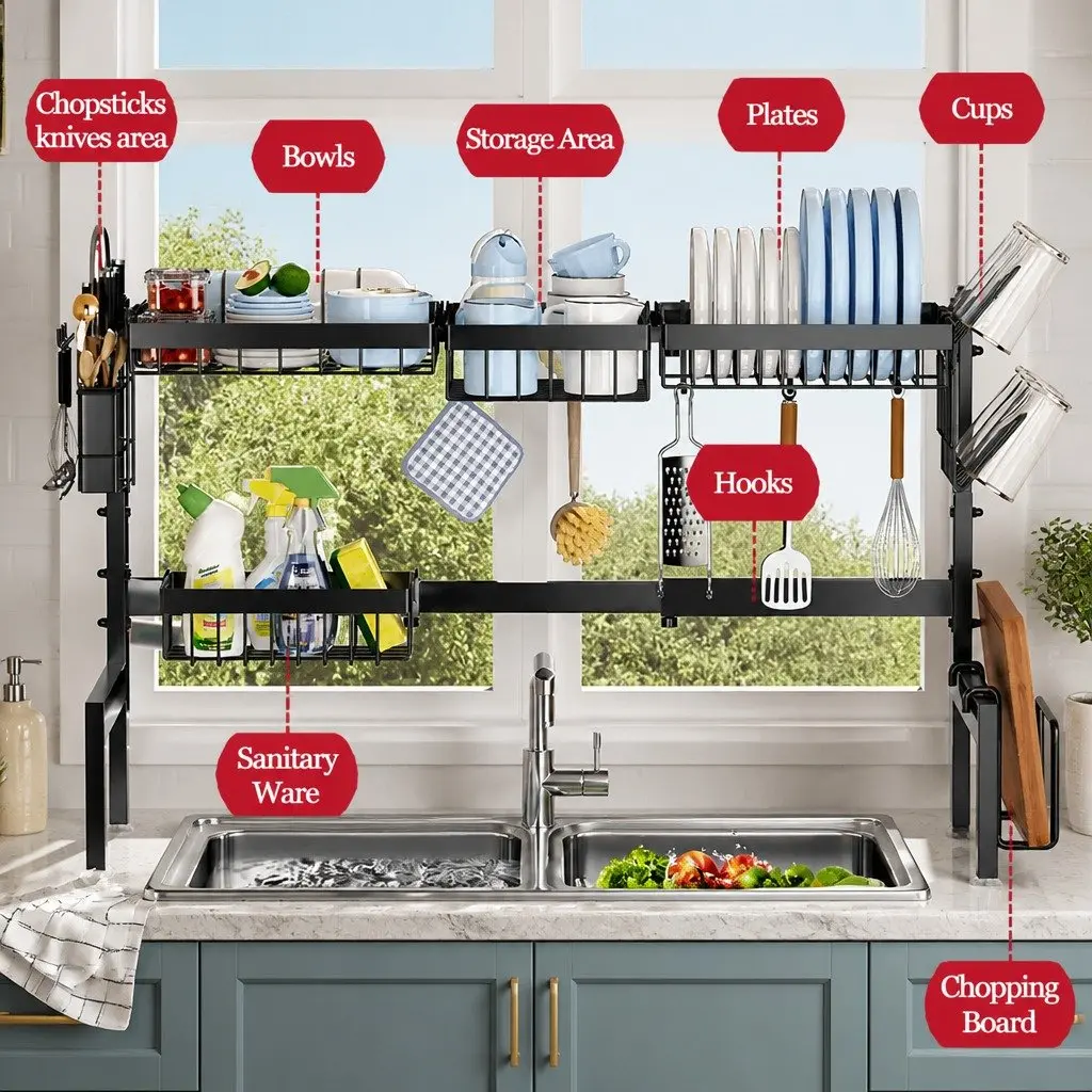 Adjustable Over Sink Dish Drying Rack
