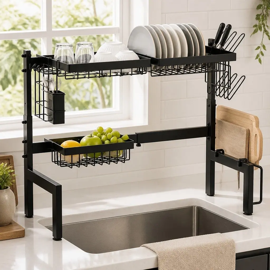 Adjustable Over Sink Dish Drying Rack
