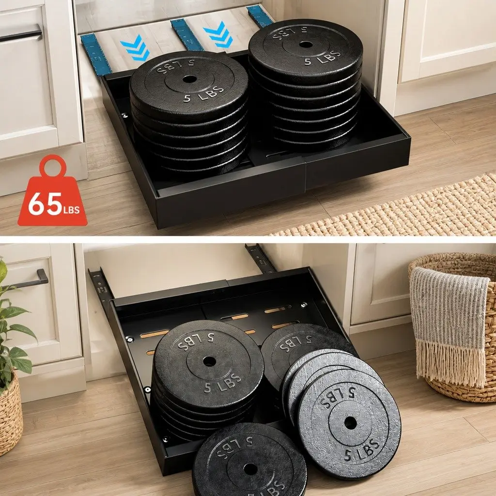 Pull Out Cabinet Organizer Heavy Duty Expandable Slide Out Shelves Black 2 Pack