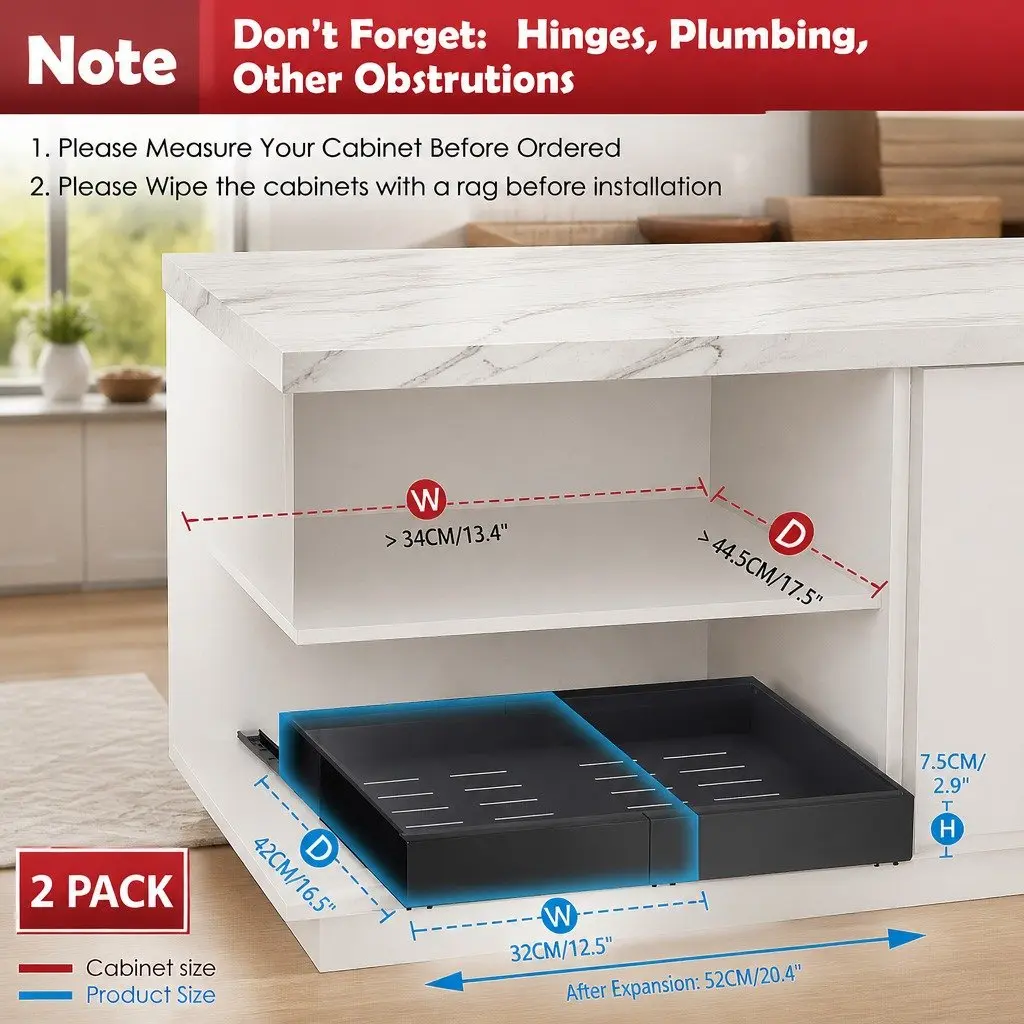 Pull Out Cabinet Organizer 2 Pack