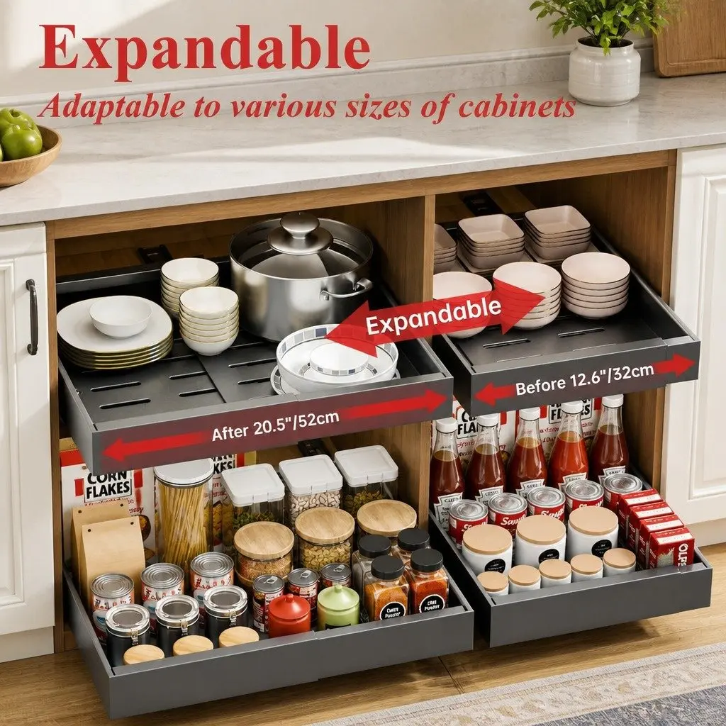 Pull Out Cabinet Organizer 2 Pack