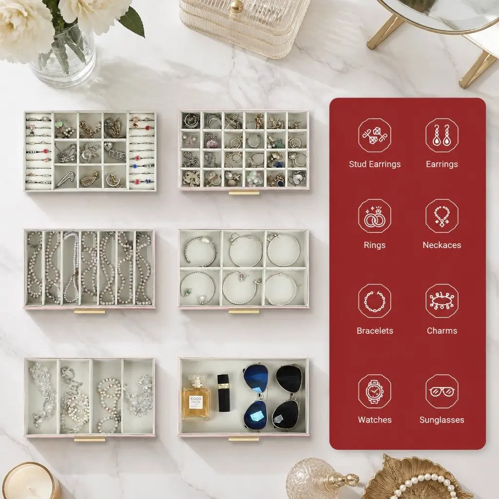 6-Layer Jewelry Organizer Box with Mirror